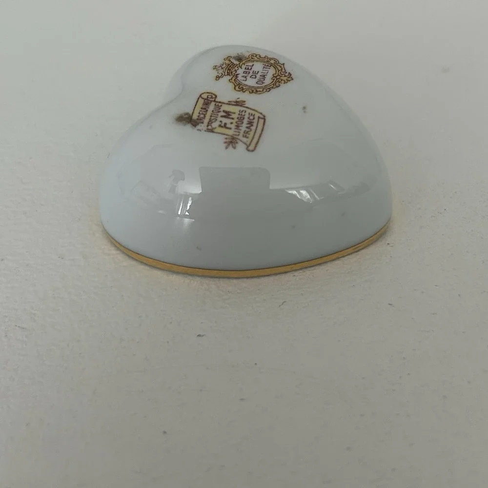 Vintage Limoges Bird Heart Shaped Porcelain Trinket Dish Ring Box France